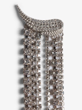 Rock Color Earrings - Silver-tone brass drop earrings with diamanté wings and tassels.