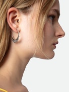 Rock Star Earrings - Silver-tone brass hoop earrings with diamanté wings.