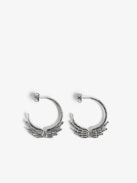 Rock Star Earrings - Silver-tone brass hoop earrings with diamanté wings.