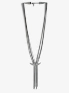 Long Rock Star Necklace - Long silver-tone brass necklace with wings charm.