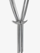 Long Rock Star Necklace - Long silver-tone brass necklace with wings charm.