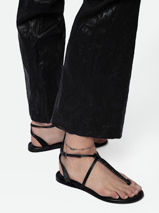 Bracelet de Cheville Rock - Bracelet de cheville en laiton, chaîne avec ailes et strass.