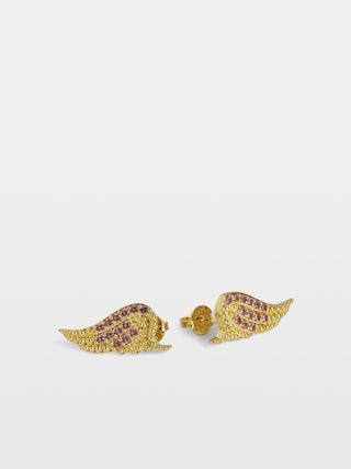 Rock Earrings - Wing earrings in brass adorned with rhinestones.