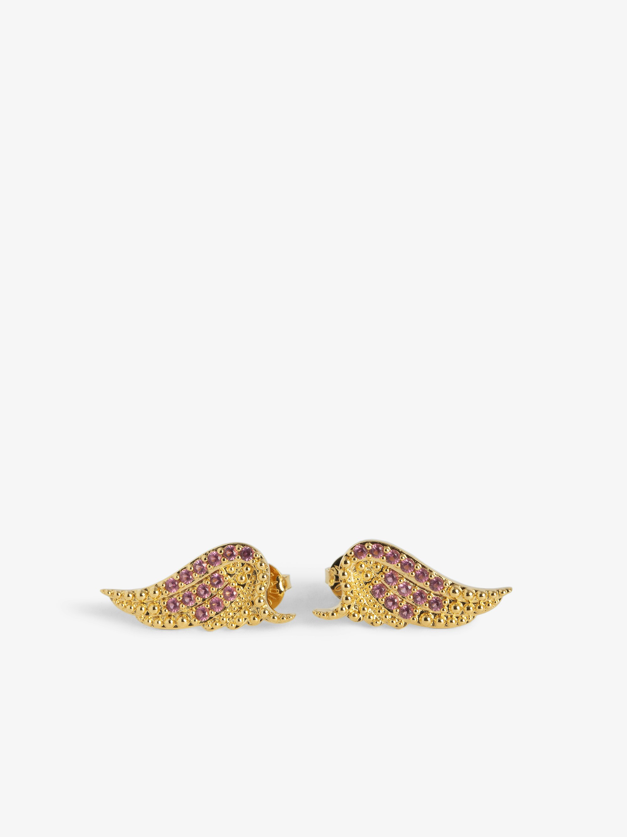 Rock Earrings - Wing earrings adorned with crystals in brass.