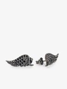 Orecchini Rock - Orecchini in ottone argentato con ali ornate di strass.
