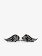 Orecchini Rock - Orecchini in ottone argentato con ali ornate di strass.