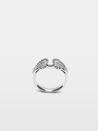 Rock Ring - Brass ring with rhinestone-embellished wings.