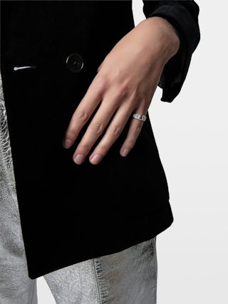 Anillo Rock - Anillo de latón con alas adornadas con strass.