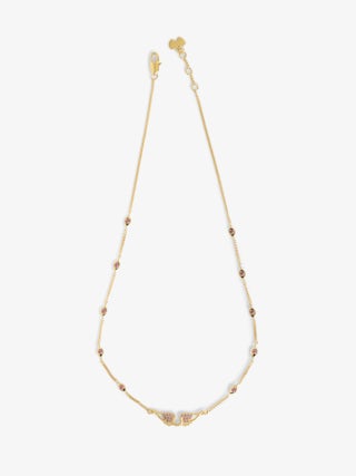 Rock Necklace - Necklace with chain and wing pendant adorned with rhinestones.