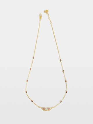 Necklace Rock - Necklace with chain and wing pendant adorned with rhinestones.