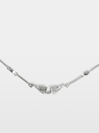 Necklace Rock - Necklace with chain and wing pendant adorned with rhinestones.