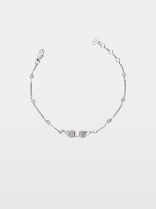 Rock Bracelet - Chain bracelet with wings in brass and rhinestones.