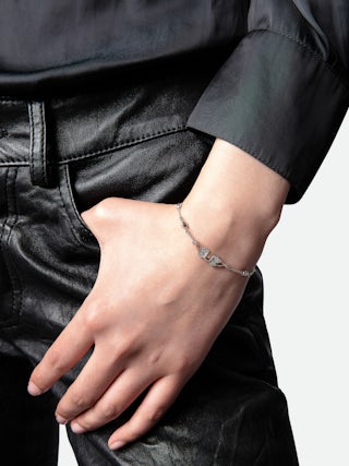 Rock Bracelet - Chain bracelet with wings in brass and rhinestones.