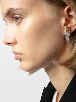 Pendientes Rock Over - Pendientes en forma de alas de metal dorado engastados con estrás.