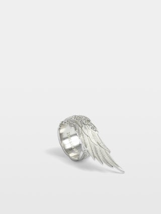 Rock Feather Spread Ring - Two-tone wing ring in brass set with crystals.