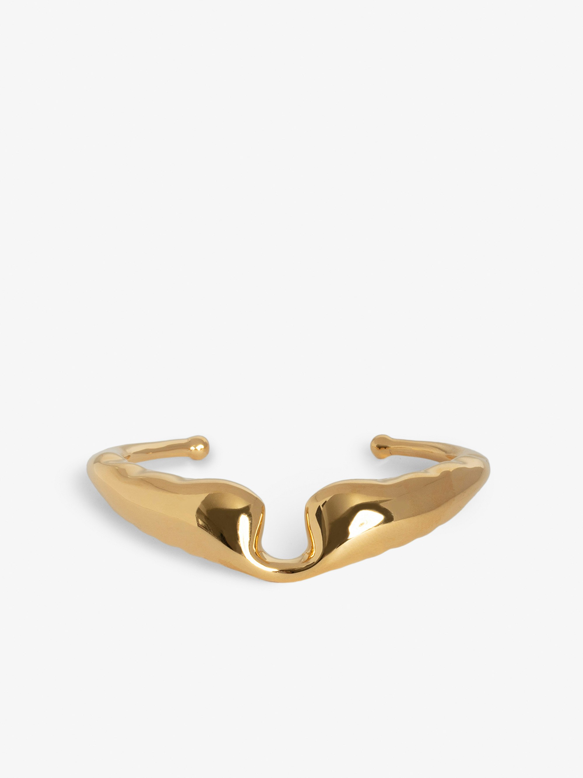 Wings Bracelet - Gold-tone brass bracelet in the shape of wings.