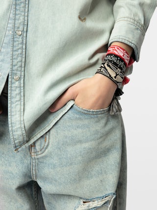 Woven Zadig Bracelet - Woven polyester bracelet with embroidery.