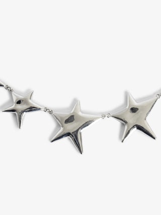 Rock Star Necklace - Silver-toned brass star choker necklace.