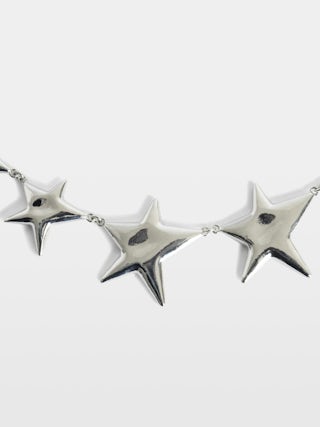 Rock Star Necklace - Silver-toned brass star choker necklace.