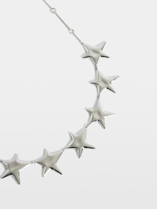 Rock Star Necklace - Silver-toned brass star choker necklace.