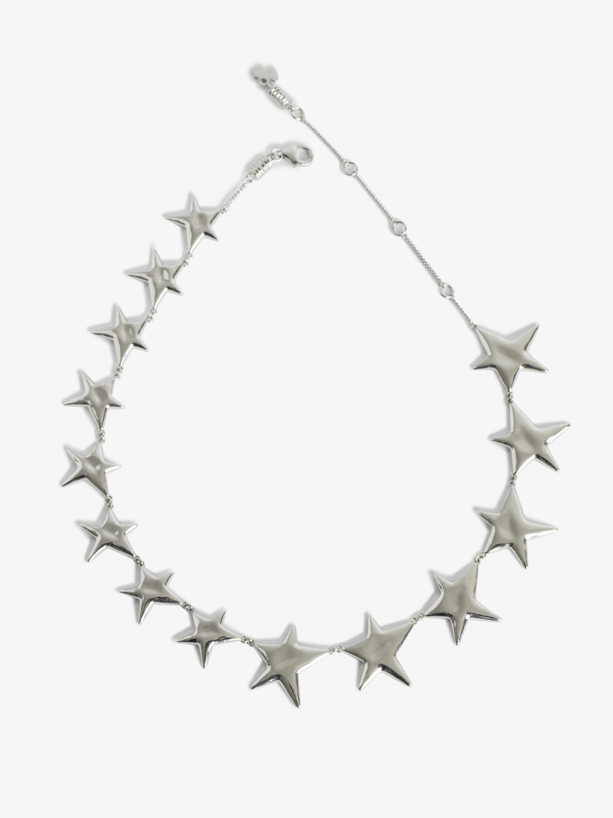 Nova Necklace - Silver-toned brass star choker necklace.