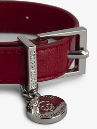 Sunny Leather Bracelet - Vintage-effect patent leather bracelet with a medallion charm.