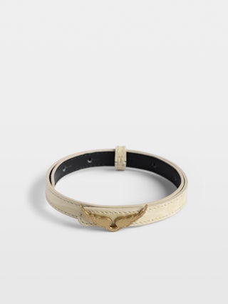 Bracelet Rock Croco - Embossed croco-effect leather bracelet with wing detail.