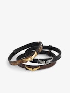 Rock Bracelet 100% Leather - Embossed snake-effect leather bracelet with a wing.