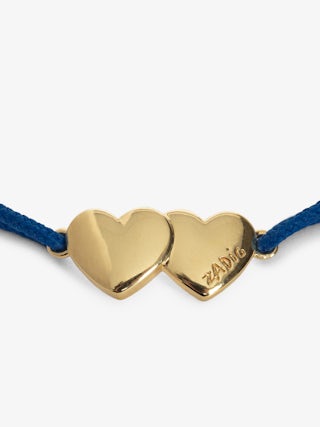 Zadig Link Heart Bracelet - Adjustable cord bracelet with iconic double engraved hearts from the house.