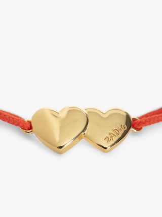 Zadig Link Heart Bracelet - Adjustable cord bracelet with iconic double engraved hearts from the house.