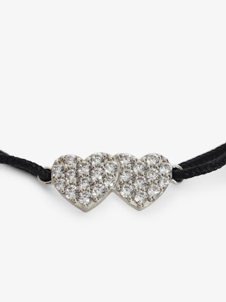 Zadig Link Heart Strass Bracelet - Adjustable cord bracelet with iconic house rhinestone hearts.