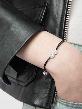 Zadig Link Heart Strass Bracelet - Adjustable cord bracelet with the house's iconic rhinestone hearts.