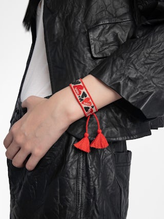 Zadig Woven Heart Bracelet - Woven polyester bracelet with embroidery.