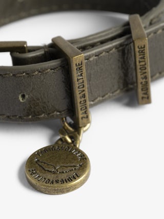 Bracelet Sunny Cuir - Bracelet en cuir vernis effet vintage avec un charm médaillon.