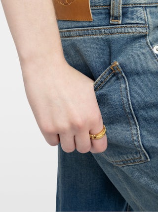 Anello Chain - Anello in acciaio inox ispirazione catena con placca ali.