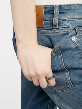 Anello Chain - Anello in acciaio inox ispirazione catena con placca ali.