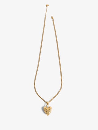 Heartbreaker Necklace - Brass necklace with a rhinestone-set pendant.