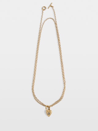 Necklace Heartbreaker - Gold-tone brass long necklace with heart pendant.