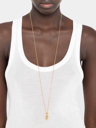 Necklace Heartbreaker - Gold-tone brass long necklace with heart pendant.