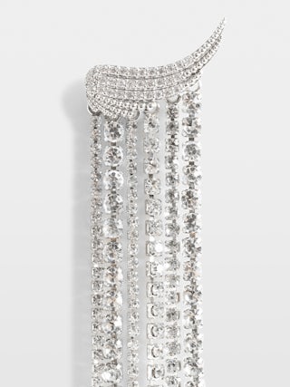 Boucles d'Oreilles Pendantes Rock Node - Boucles d'oreilles pendantes en laiton argenté à ailes et pampilles en strass.