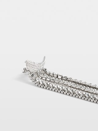 Boucles d'Oreilles Pendantes Rock Node - Boucles d'oreilles pendantes en laiton argenté à ailes et pampilles en strass.