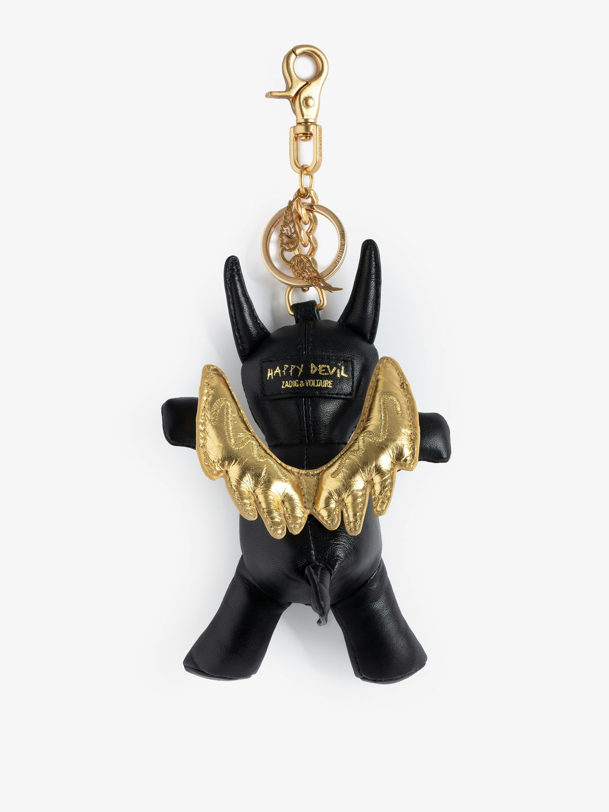 Happy Devil Keyring in Black Leather | Zadig&Voltaire