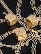 Rock and Roll The Dice Games Mat - Voltaire Vice grained leather games mat with gold-tone dice.
