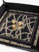 Rock and Roll The Dice Games Mat - Voltaire Vice grained leather games mat with gold-tone dice.