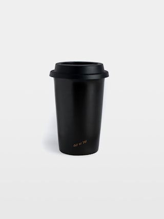 Mug Cup Of Joy - Voltaire Vice ceramic mug with lid adorned with messages, wing motif and signature.