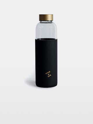 Water Bottle Bottle of Love - Voltaire Vice glass bottle with cap adorned with messages, wing motif and signature.