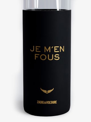 Gourde Bottle of Love - Bouteille en verre Voltaire Vice à bouchon ornée de messages, motif ailes et signature.