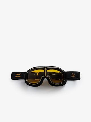 Ride Your Mind Motorcycle Helmet - Ecru motorcycle helmet with removable goggles Voltaire Vice x Mârkö Helmets.