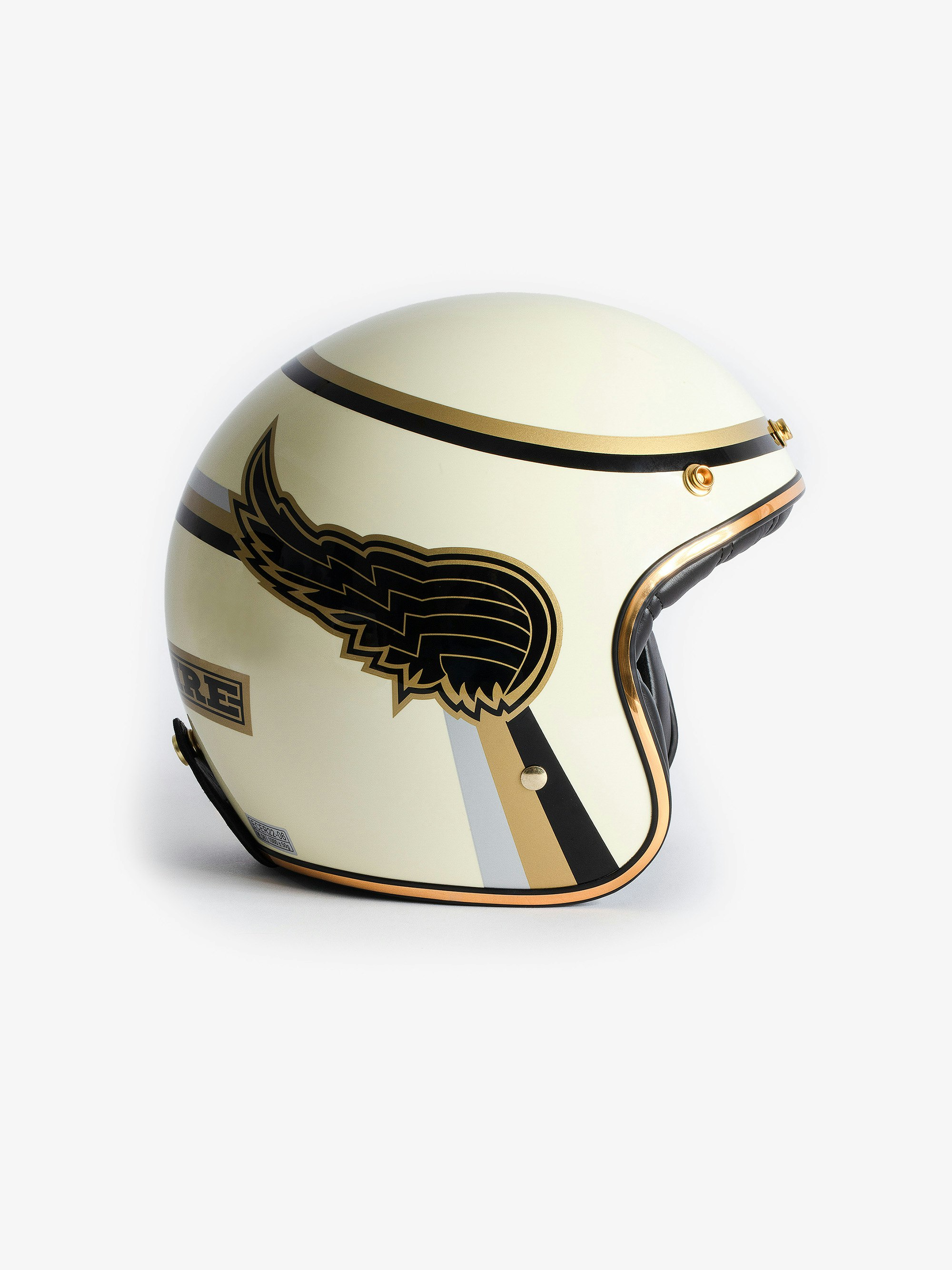 Casque de Moto Ride Your Mind - Casque de moto écru et lunettes amovibles Voltaire Vice x Mârkö Helmets.