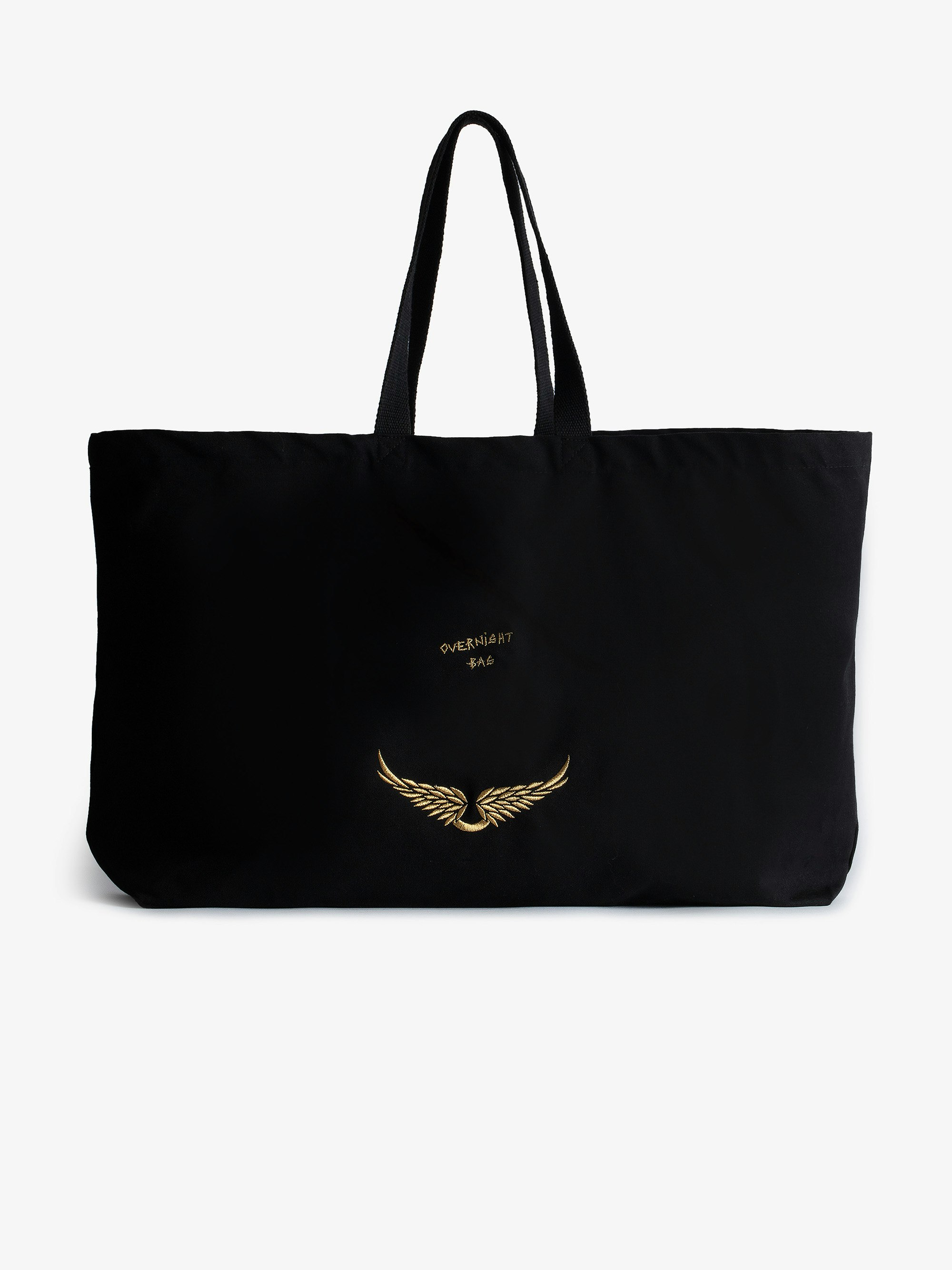Overnight Tote Bag - Voltaire Vice large black cotton tote bag.